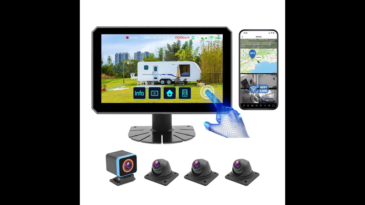 6ch WIFI GPS AI Touch DVR Monitor come with 4pcs Cameras