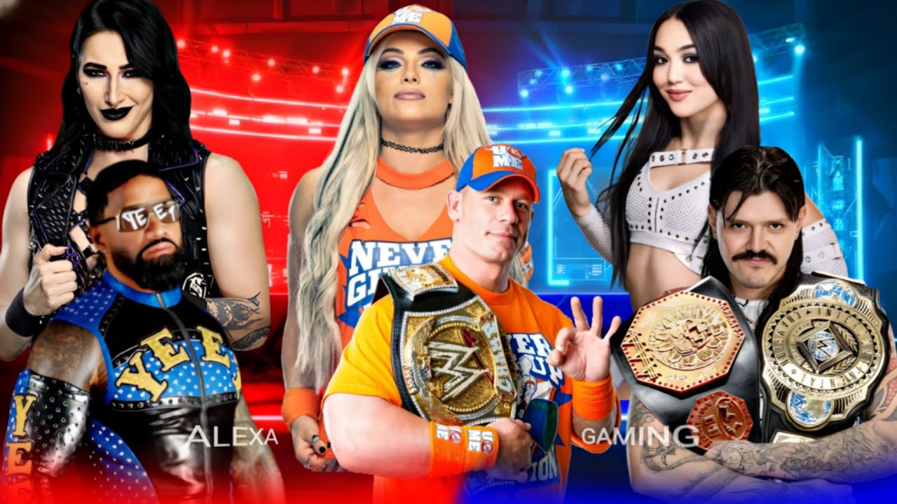 WWE 2K25 - Dominik & Roxanne vs Jey Uso & Rhea vs Liv Morgan & John Cena | Triple Threat Tornado Tag