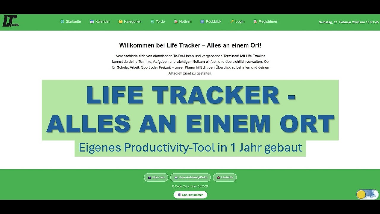 Life Tracker Walkthrough - Unsere Schüler‑Planer‑App in 50 Wochen gebaut