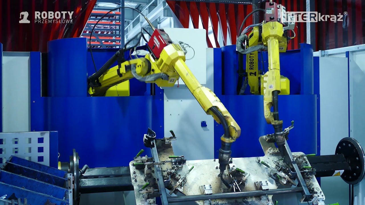 Spawanie Robotami Przemysłowymi -podwójne stanowisko spawalnicze MIG / MAG z robotami FANUC Arc Mate