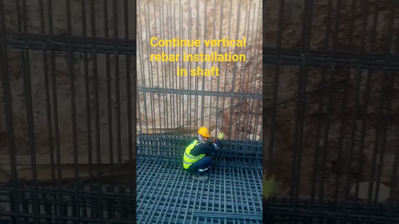 Vertical rebar installation continues in shaft #construction #rebarinstallation #concrete