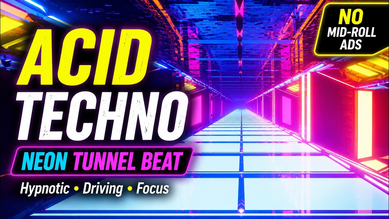 Acid Techno Neon Tunnel Ambience for Deep Focus, Energy & Relaxation ⚡Flashing Lights #Rave #Techno