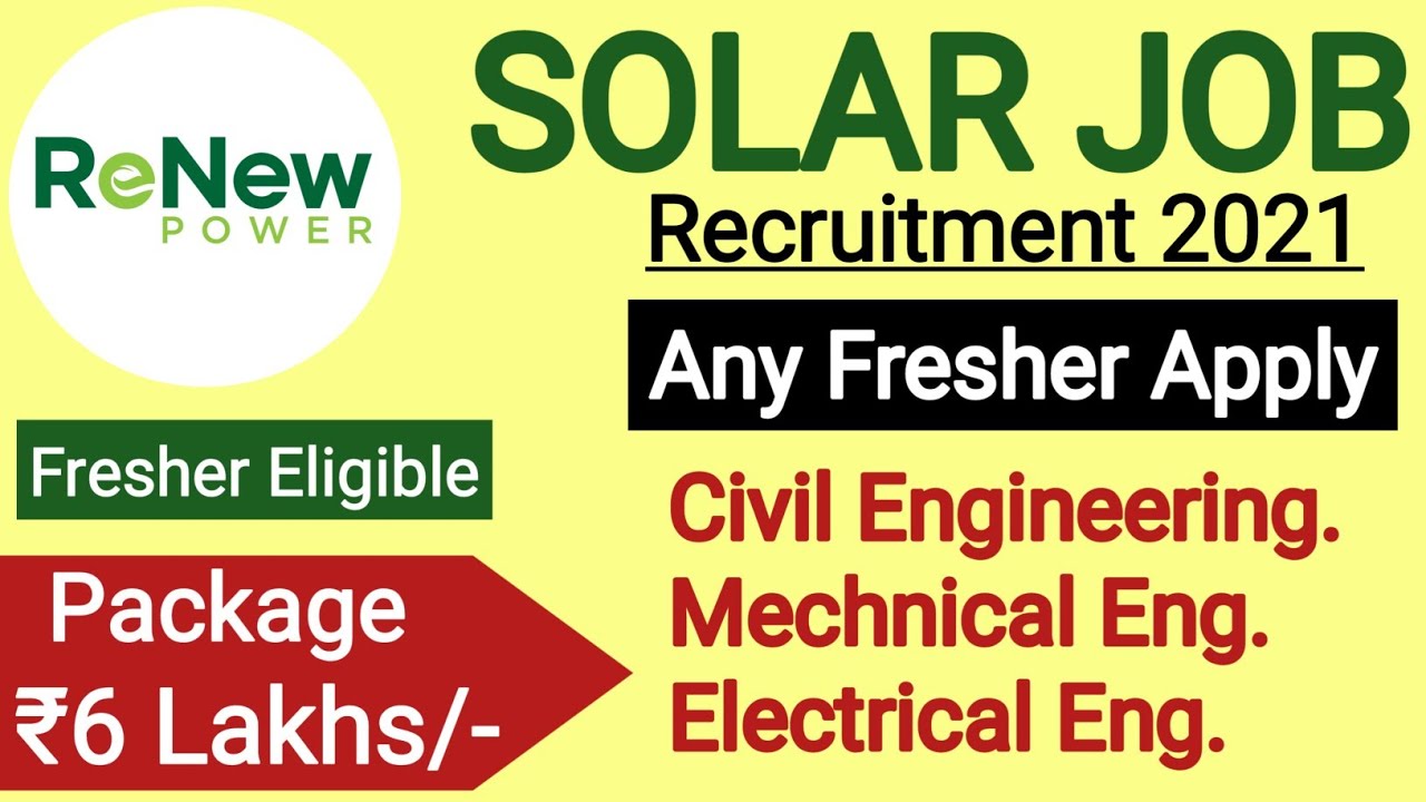 Solar jobs 2021|All Branch Eligible|Package 6Lakhs|Recruitment 2021|Job Vacancy 2021|Solar Plant Job