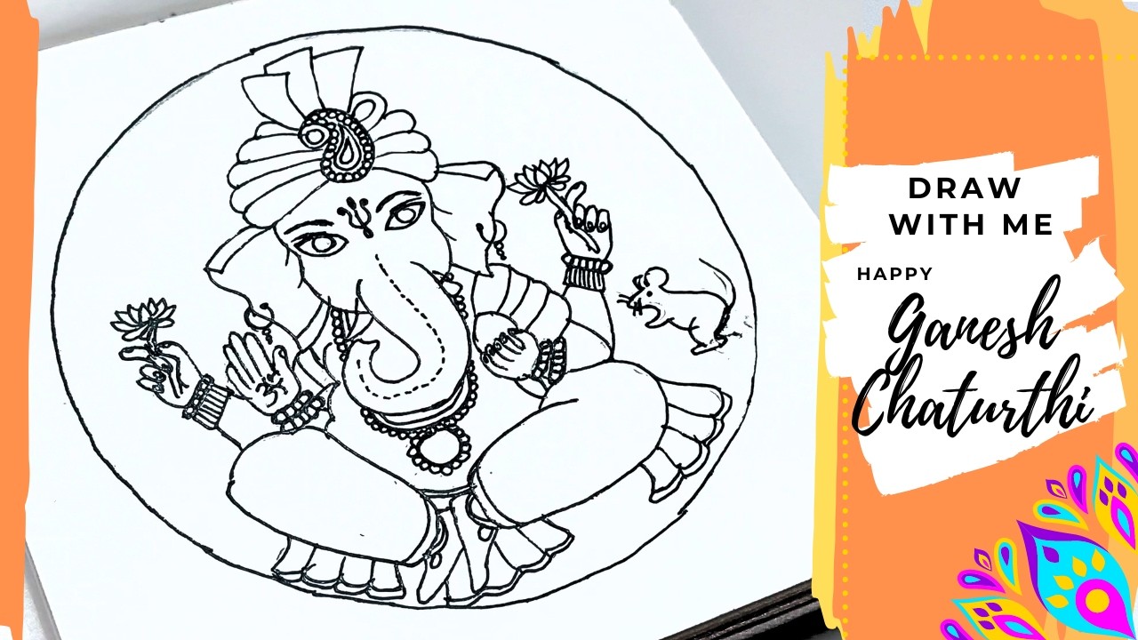 Ganpati Drawing | Ganesh Chaturthi Art | How to draw Ganpati Sketch | Easy Ganesha Art for Beginners