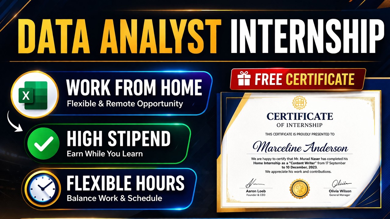 🔴Free Data Analyst Internship 2026 | Work from Home | Good Stipend + Certificate🔥