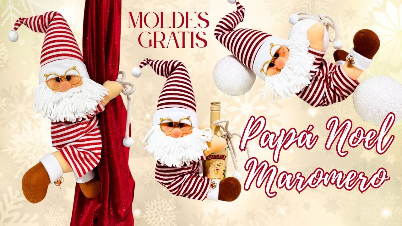 Papá Noel Maromero / Cortinero / Botellero | MOLDES GRATIS