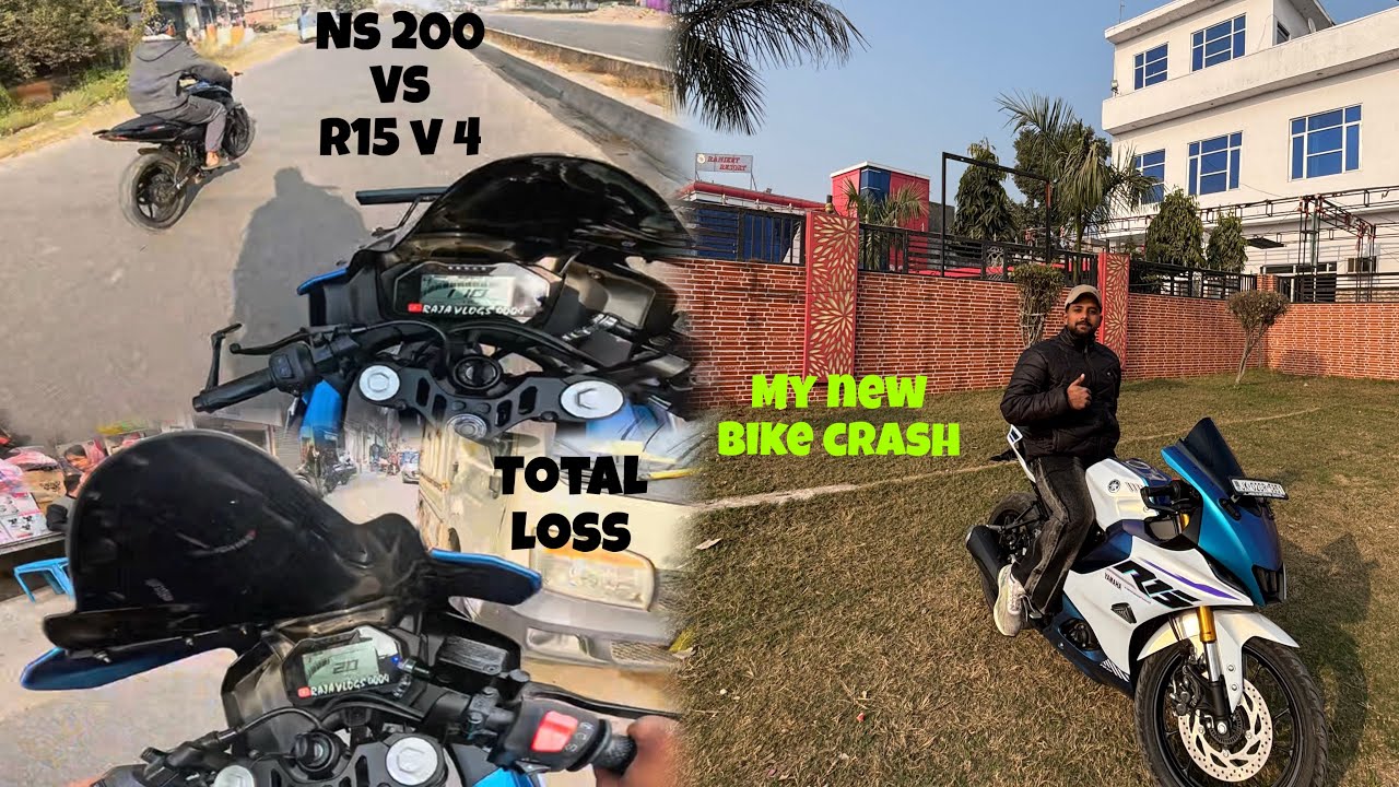 NS 200 vs R15 V4 DRAG RACE WHO WINS .? || BIKE CRASH 💔😭