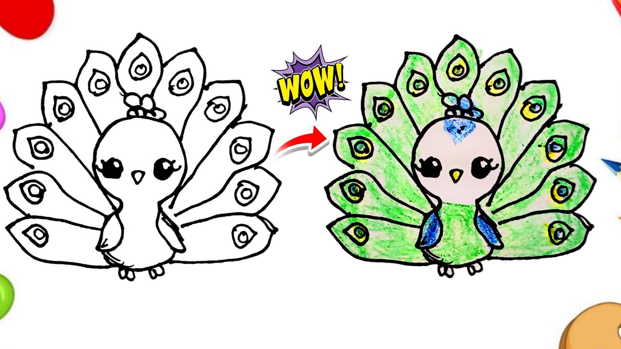 Peacock Drawing | Cute & Easy Peacock Sketch Tutorial for Beginners