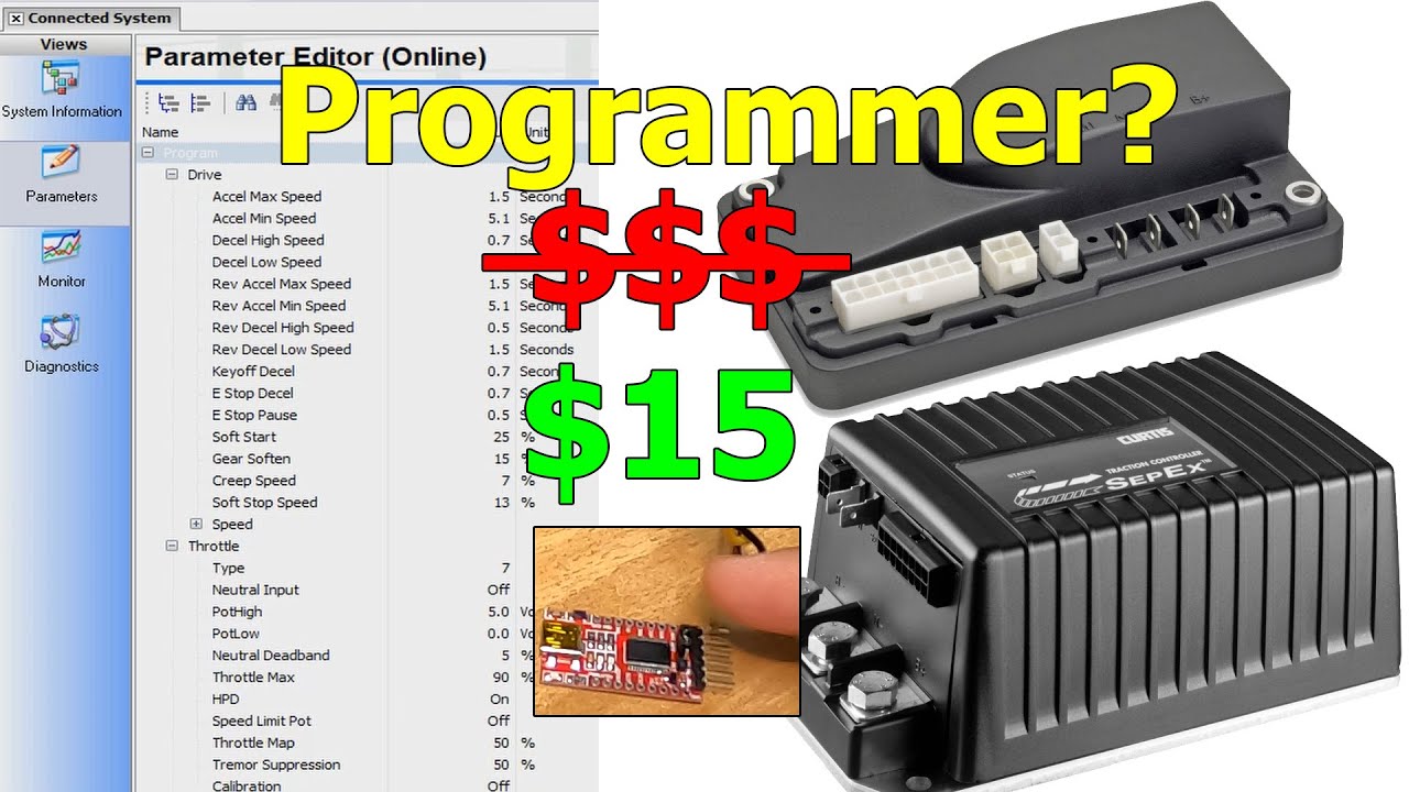 Curtis 1309 USB compatible programmer with FT232 TTL golf carts forklifts and many motor controllers
