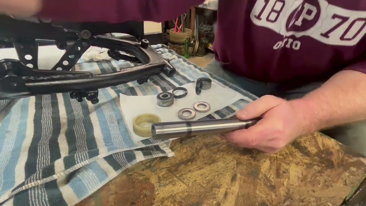 XT500 Restoration Video #21 Swingarm Bearing Pressing and Swingarm Installation