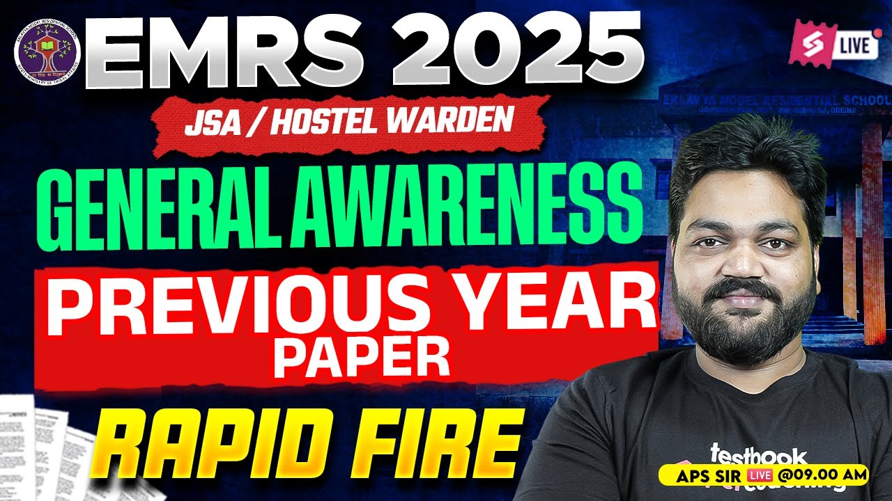 EMRS General Awareness Previous Year Question Paper | EMRS GK GS PYQ Marathon | APS Sir | TESTBOOK