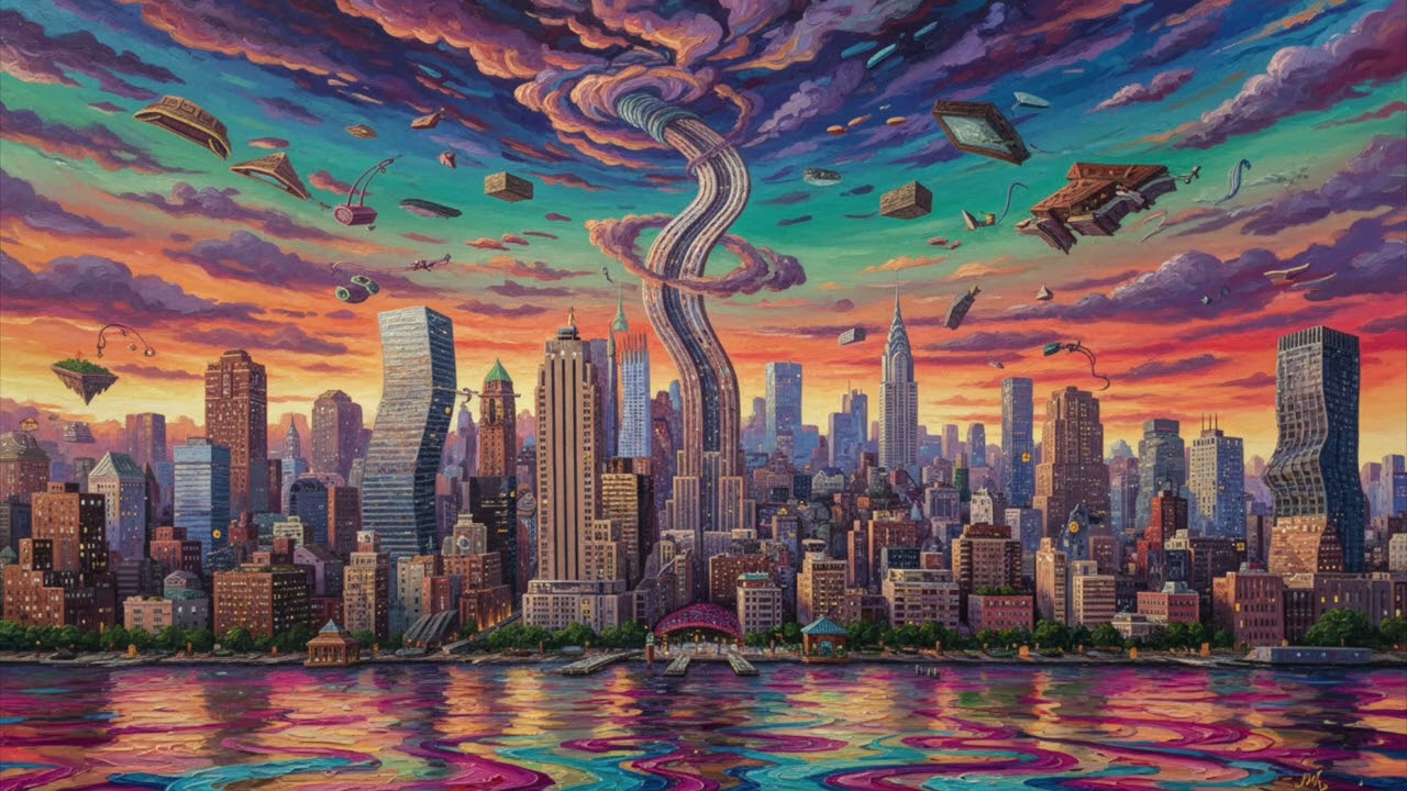 Turn Your TV Into Art | Surreal Distorted Empire State Building | 1 Hour of Dreamlike HD Painting