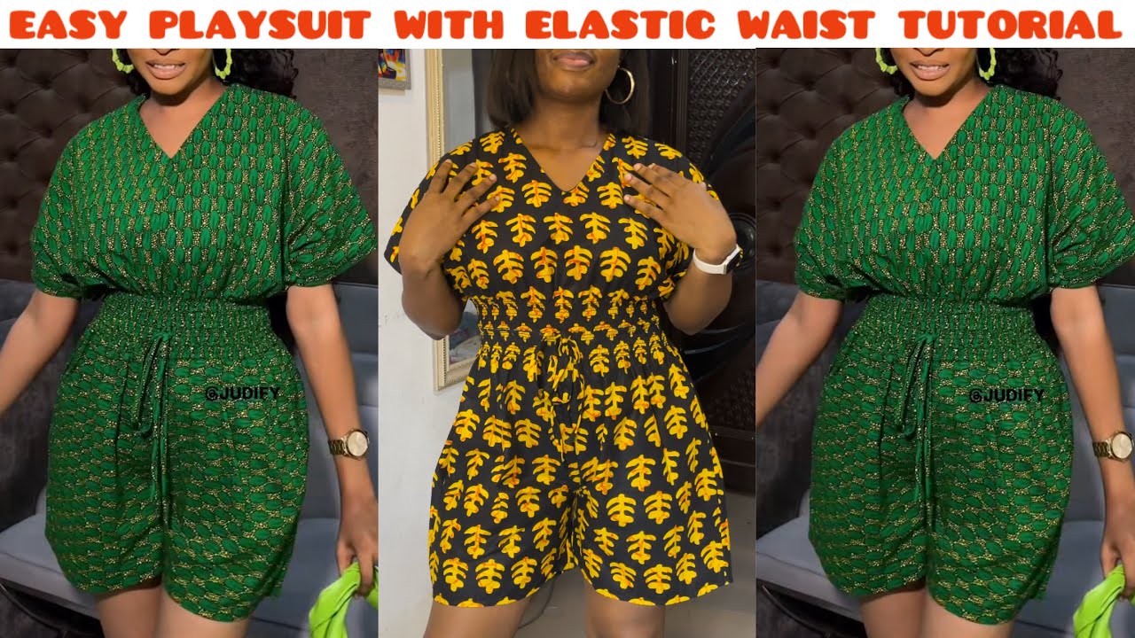 How to Sew a Baggy Ankara Playsuit with Elastic Waist & Zipper | Easy Beginner Tutorial