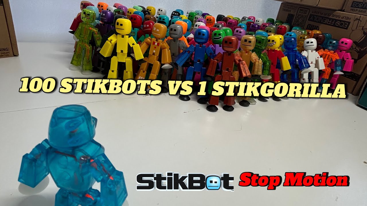 100 STIKBOTS VS 1 STIKGORILLA (StikBot Stop Motion)