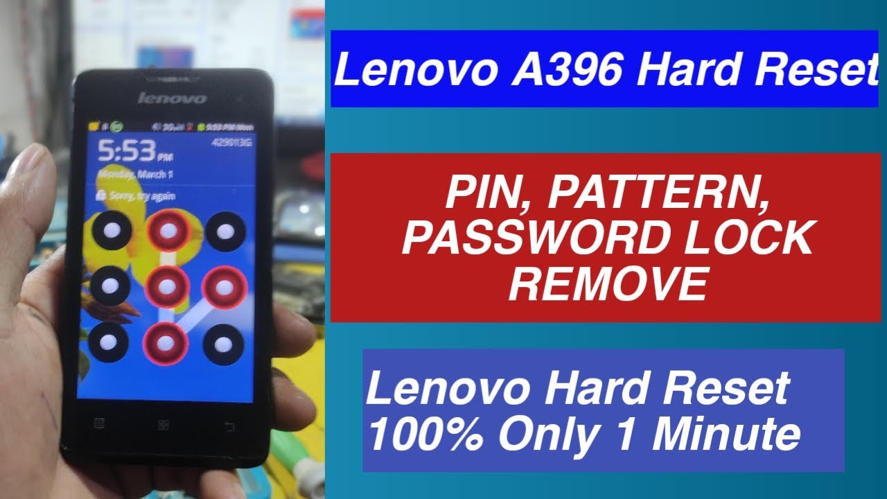 Lenovo A396 Hard Reset ll lenovo a396 pattern lock solution