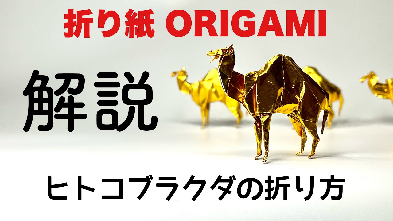 解説つき　ヒトコブラクダの折り方　折り紙　ヒトコブラクダ　Origami camel 折り方 tutorial