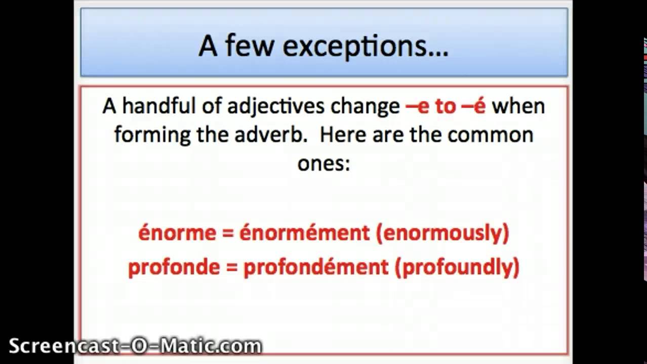 Forming Adverbs in French