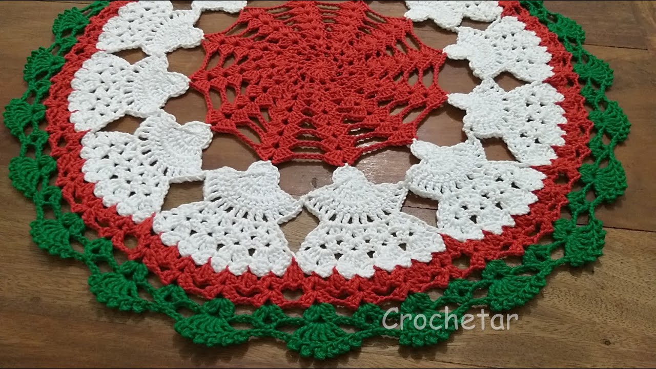 Toalha Natal Anjos crochê PARTE 1- Professora Maria Rita