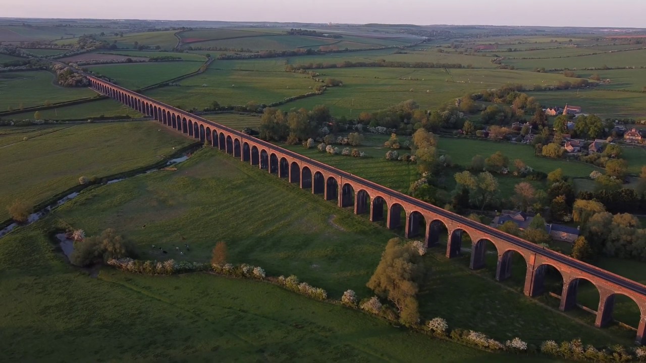 Harringworth Viaduct. Welland Valley. The Longest Railway Viaduct in Britain in UHD.