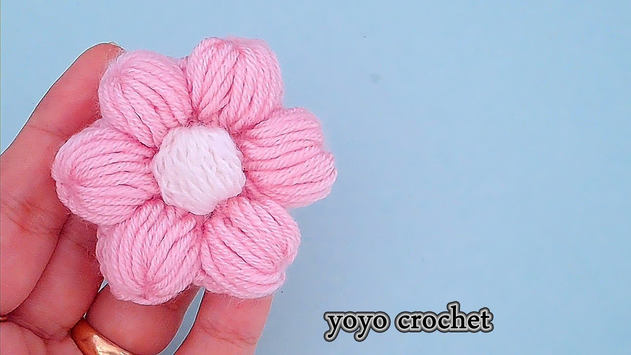 كروشية الوردة المنتفخة خطوة بخطوة  - Crochet puffy rose#يويو_كروشية