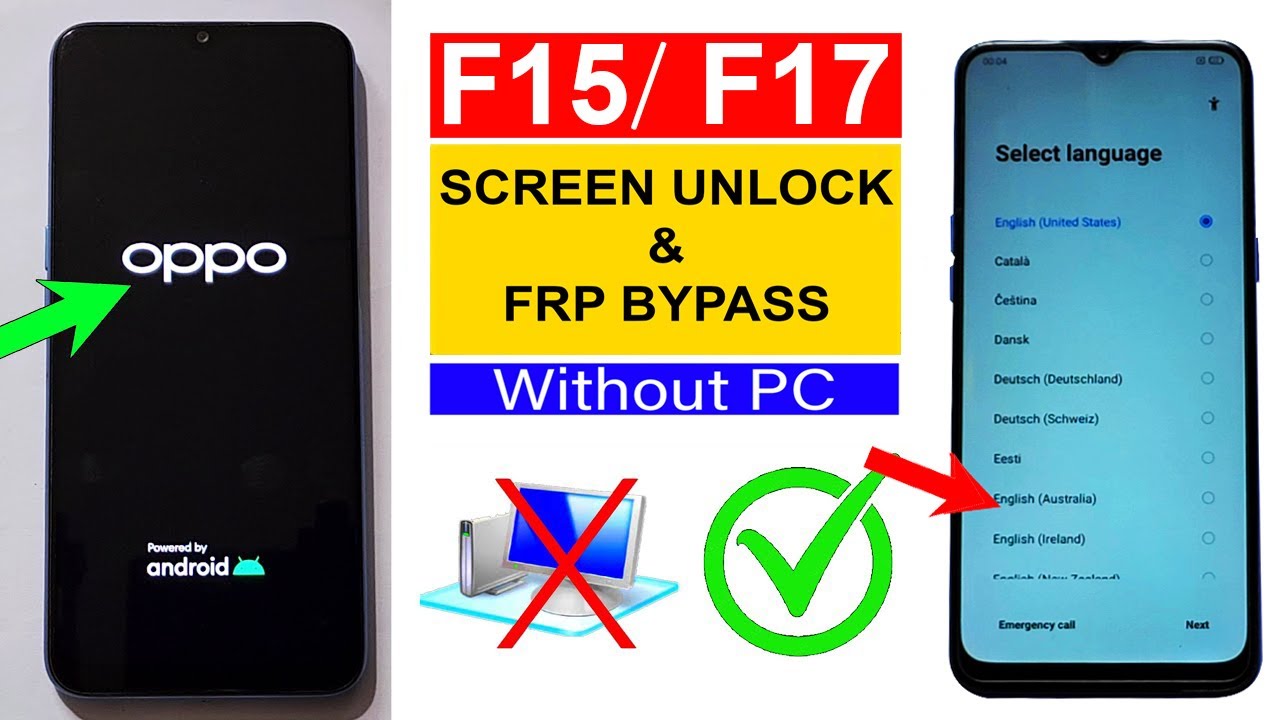 OPPO F15/ F17 : Hard Reset/FRP Bypass - (ANDROID 11/12) Without PC (100% Working)