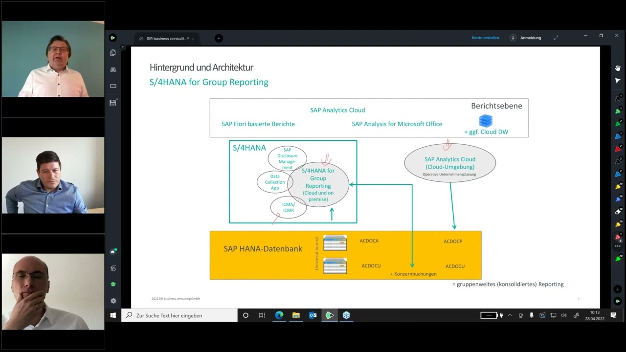 Plattformen zum Konzernberichtswesen - SAP S4HANA for Group Reporting, SAP BCS4HANA, CCH Tagetik