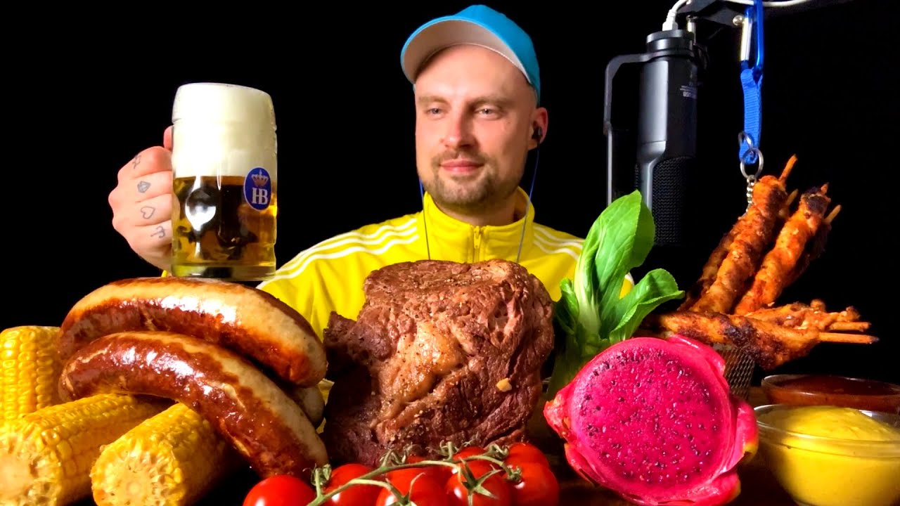 Блюдо барбекю (огромное) Мукбанг 🥩🐷🌽 АСМР!