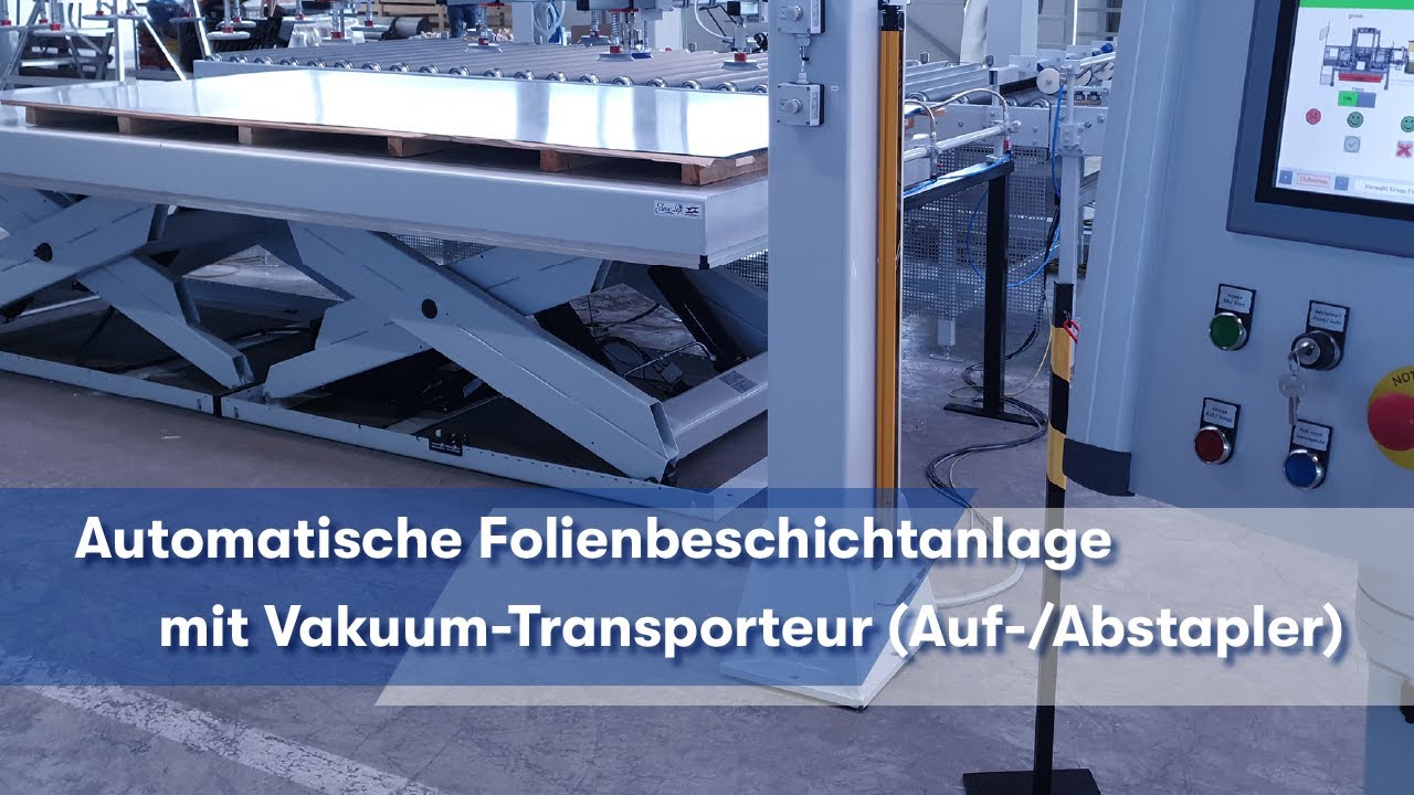 Automatische Folienbeschichtanlage mit Auf-/Abstapler - KBM Maschinenbau GmbH Allendorf (Eder)