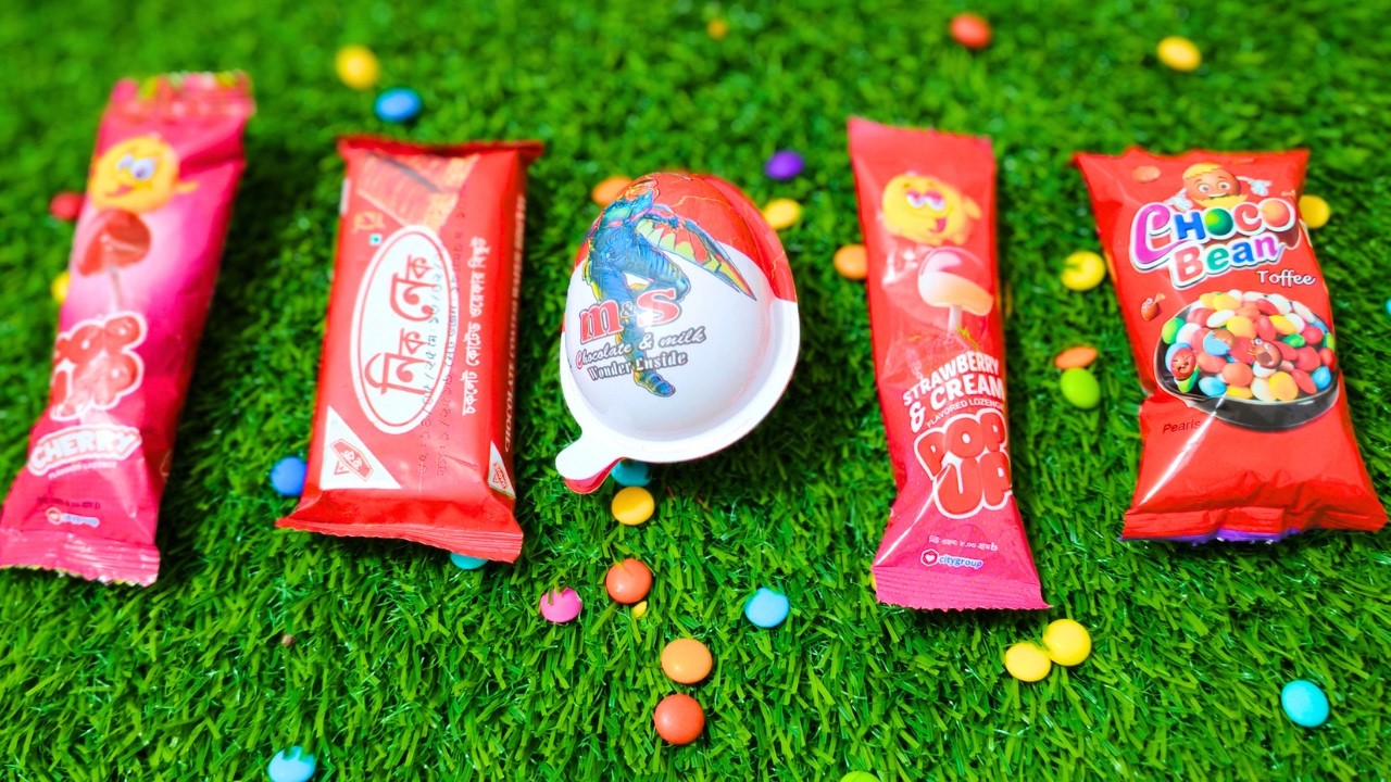 Satisfying video Asmr lollipops candy and chocolate gummy candy unboxing video Asmr-80