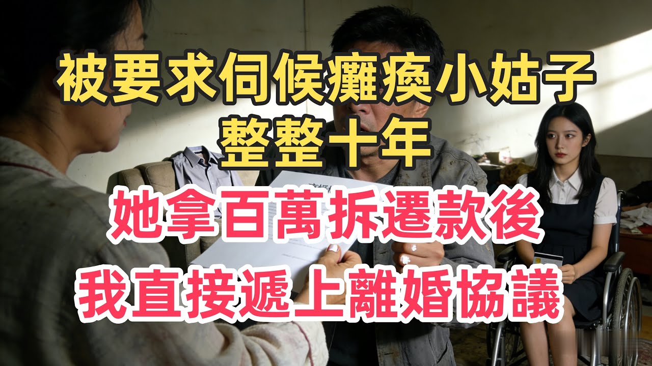 被要求伺候癱瘓小姑子整整十年，她拿百萬拆遷款後，我直接遞上離婚協議