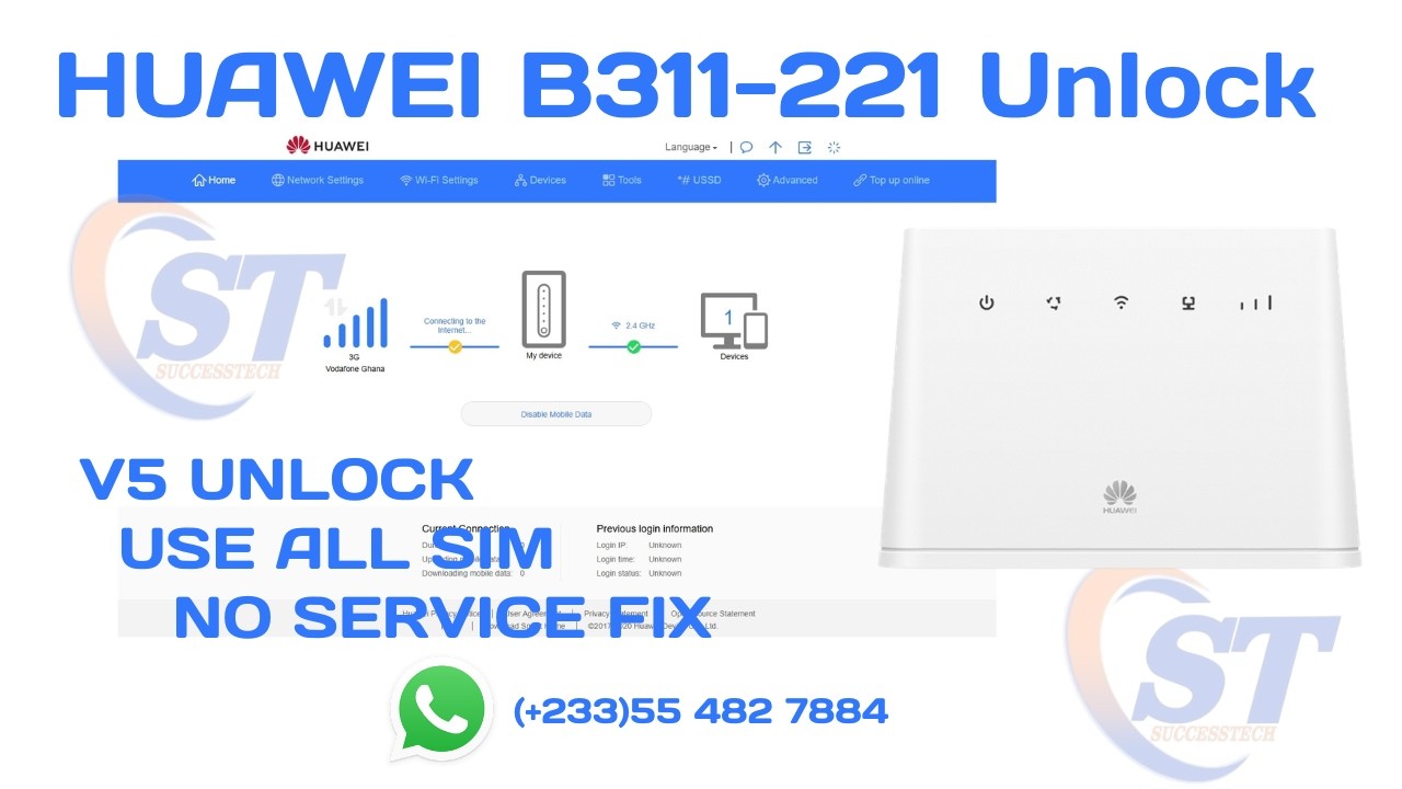 How To Unlock Huawei B311 221 100% Permanent By SuccessTech