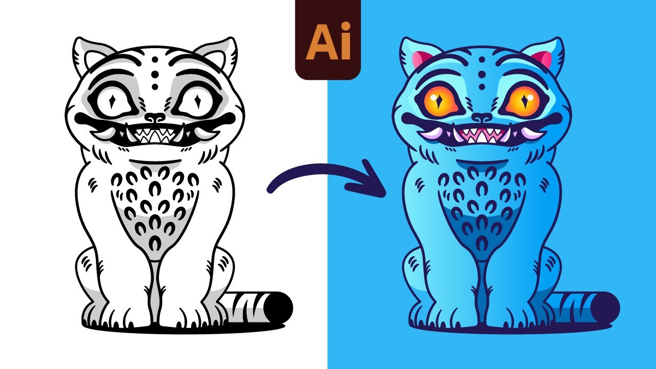 How to draw a KPOP Demon Hunters Blue Tiger Character in Adobe Illustrator!