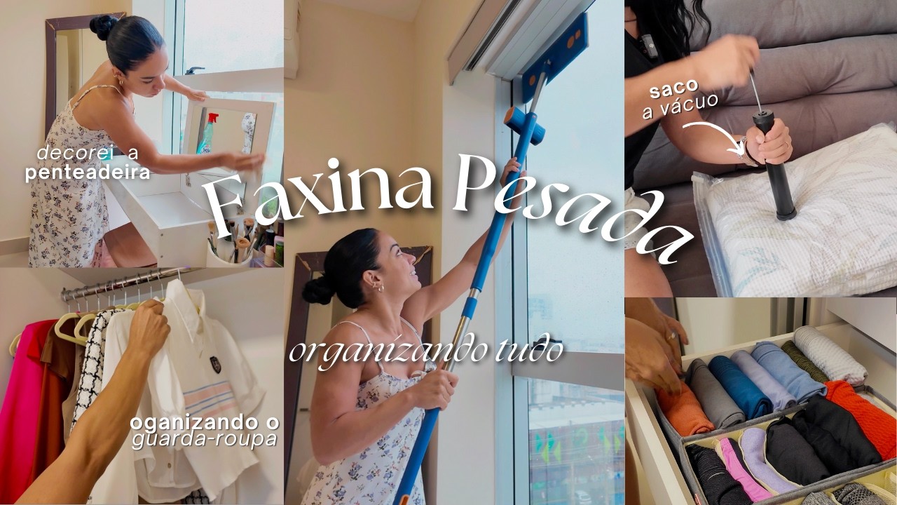 FAXINA COMPLETA NO QUARTO | Organizei o guarda-roupa, decorei a minha penteadeira, e muito + 😍
