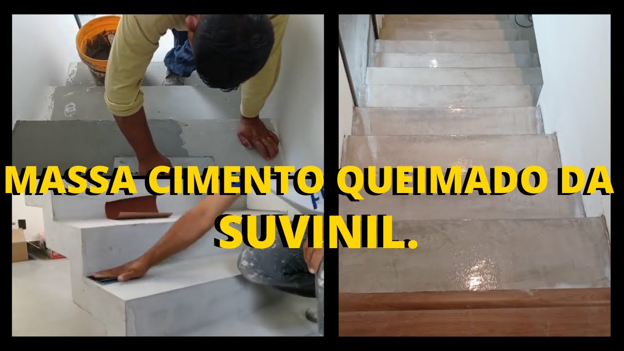 Como aplicar cimento queimado da suvinil em escada.[resultado excelente].