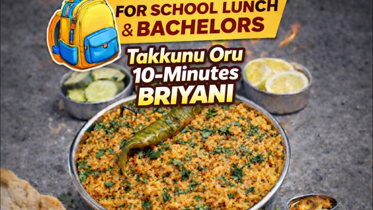 🔥 Takkunu Oru Briyani | 10 Minutes Recipe 🍛| Perfect for School Lunch | Quick Lunch Recipe#briyani