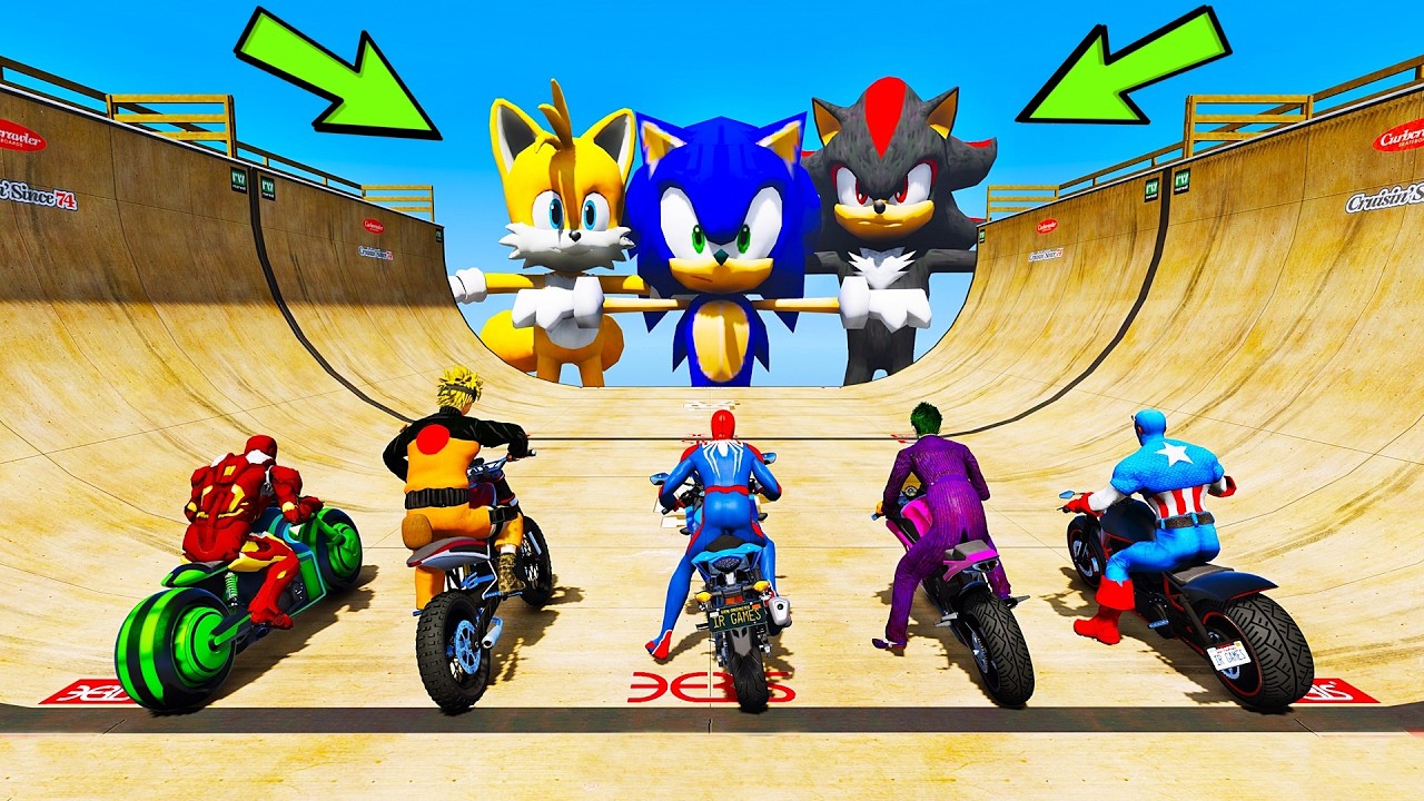 SPIDERMAN e AMIGOS EM MOTOS 🏍️💥 DESAFIO vs SONIC - GTA V