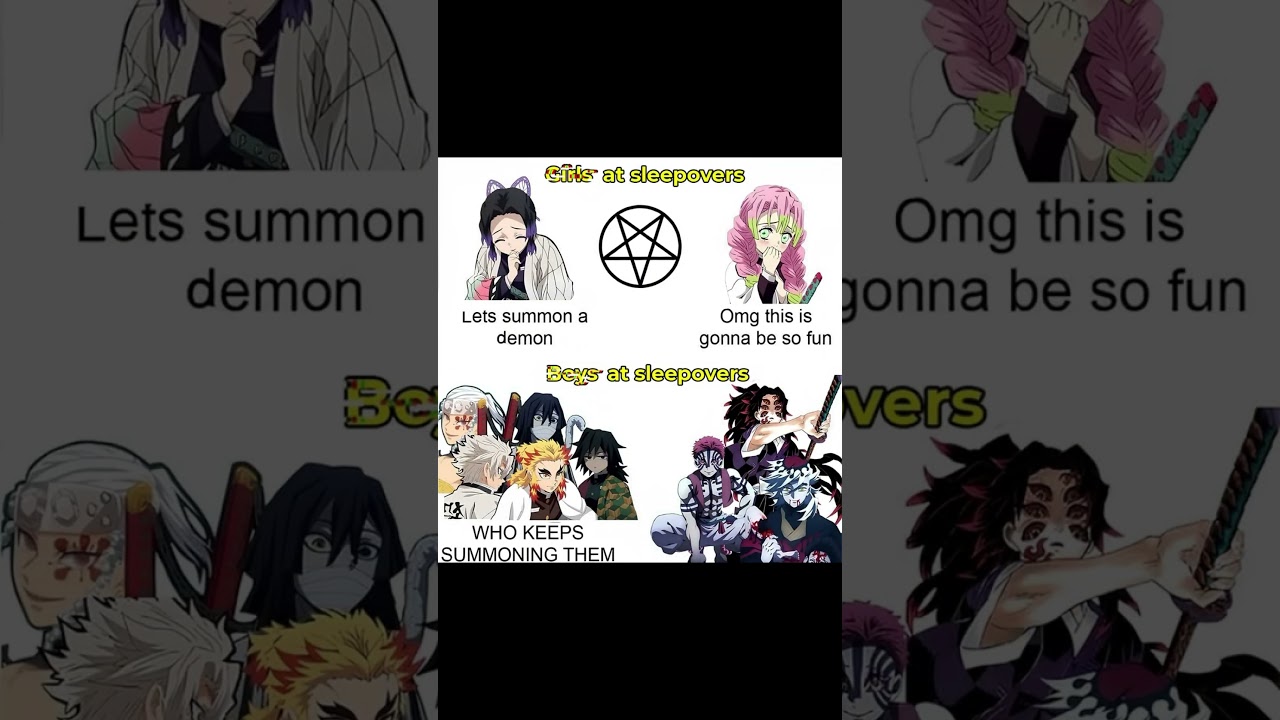 Girls vs Boys Sleepover 🤣| Mitsuri | Shinobu | Akaza | Douma | Demon Slayer | 