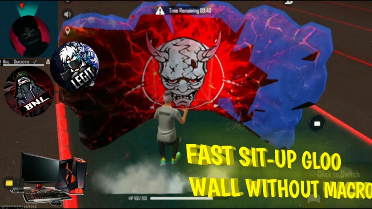 How to make fast sit-up gloo wall without macro one click  in Pc.bluestacks/msi