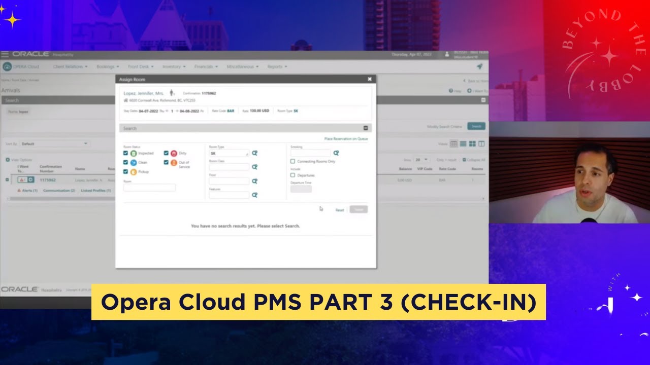 Opera Cloud PMS Tuturial PT 3: Check-in