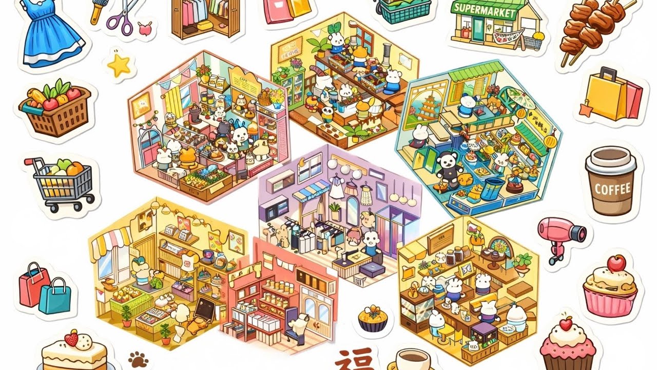 [ASMR] Best Collection of miniature scene stickers, DIY 8 different styles of stickers