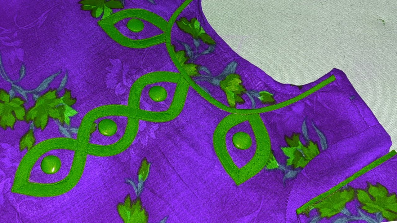 neck design with printed suit | piping and batons | cutting and stitching