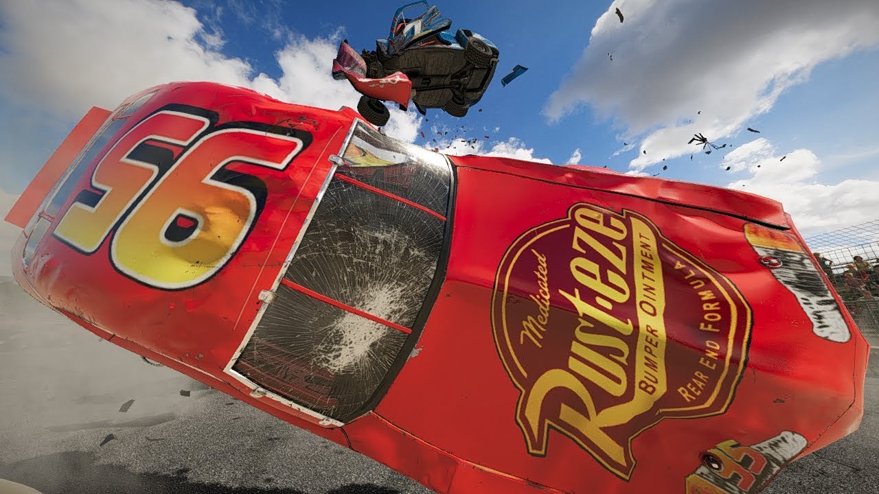 Wreckfest Lightning McQueen Pinball Madness in Moon Gravity!