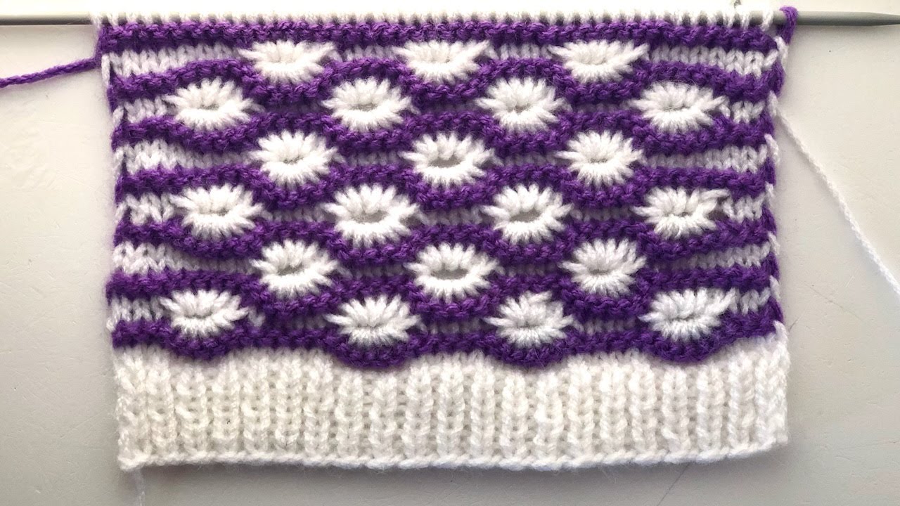 Two colour knitting design 🌈💜for blankets and sweater 🌈💜