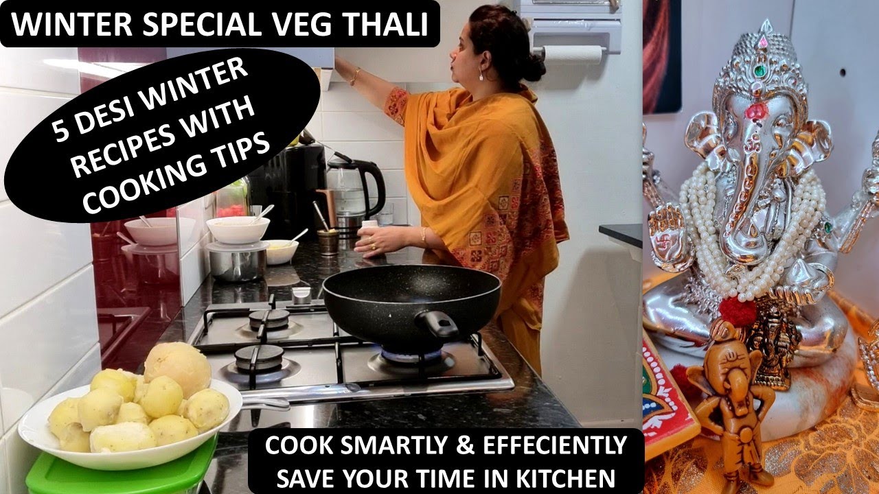 Winter Special Veg Thali | Dum Aloo | Dahi Phulki | Nariyal Halwa | Sakat Chauth Celebration Vlog