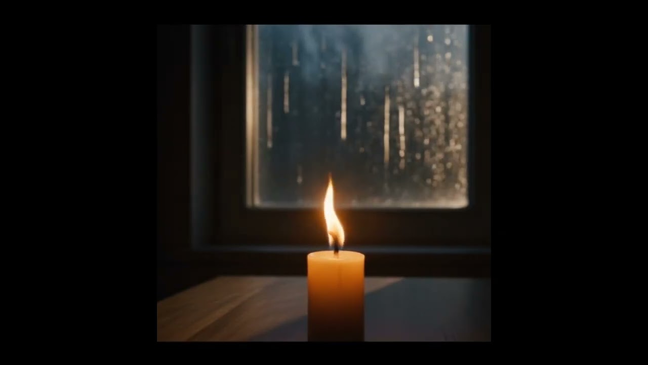 Candle flame with gentle rain | cozy sleep ASMR
