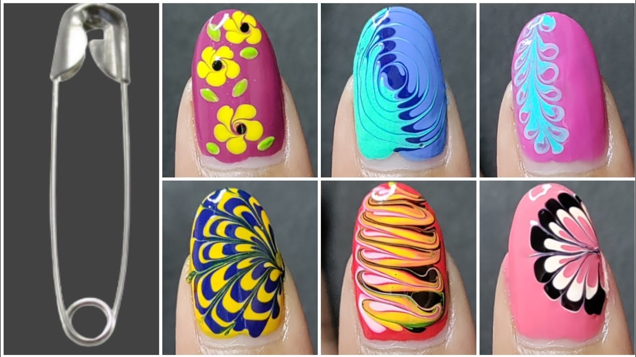 Nailart using safety pin 🧷💅 || easy nailart for beginners 2024