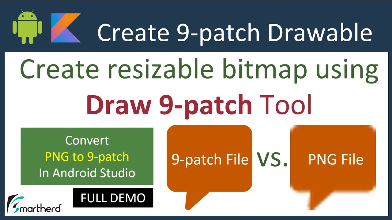 Создайте изображение с изменяемым размером 9-patch с помощью инструмента «Draw 9-patch» в Android...