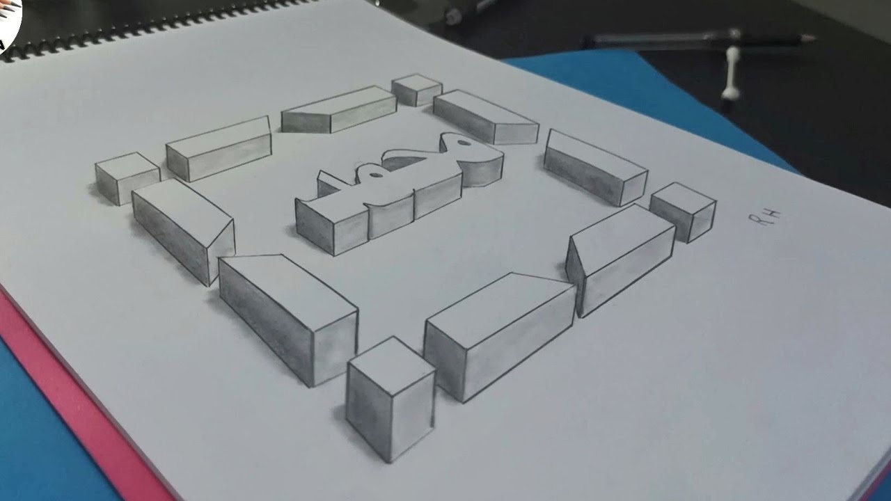 رسم ثلاثي الأبعاد كلمة محمد تصاميم هندسية إسلامية/3D drawing of engineering designs/Üç boyutlu çizim