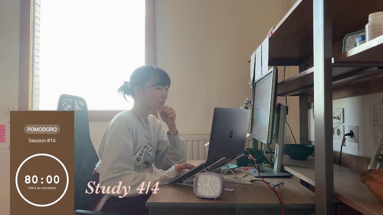 study with me🌸 Pomodoro 80 min-10min - 6 hour | no music