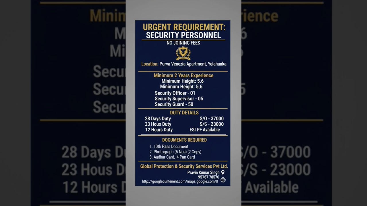 37,000 rs monthly salary job vacancy in Bangalore #security job vacancy in Bangalore location